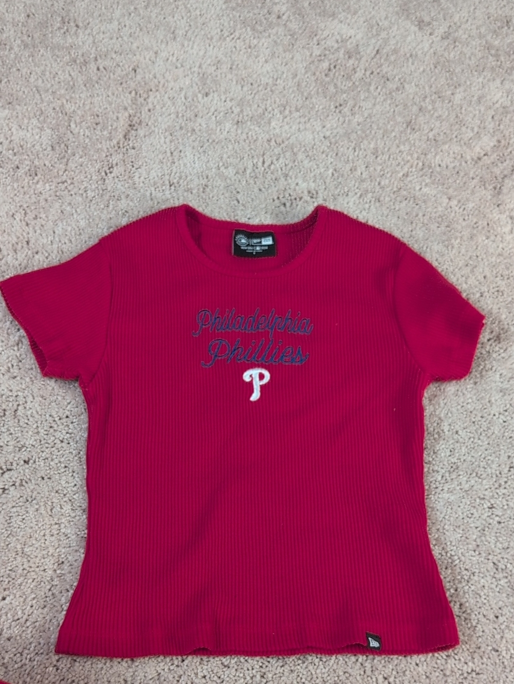 New Era Red Philadelphia Phillies Ribbed Babydoll Tee